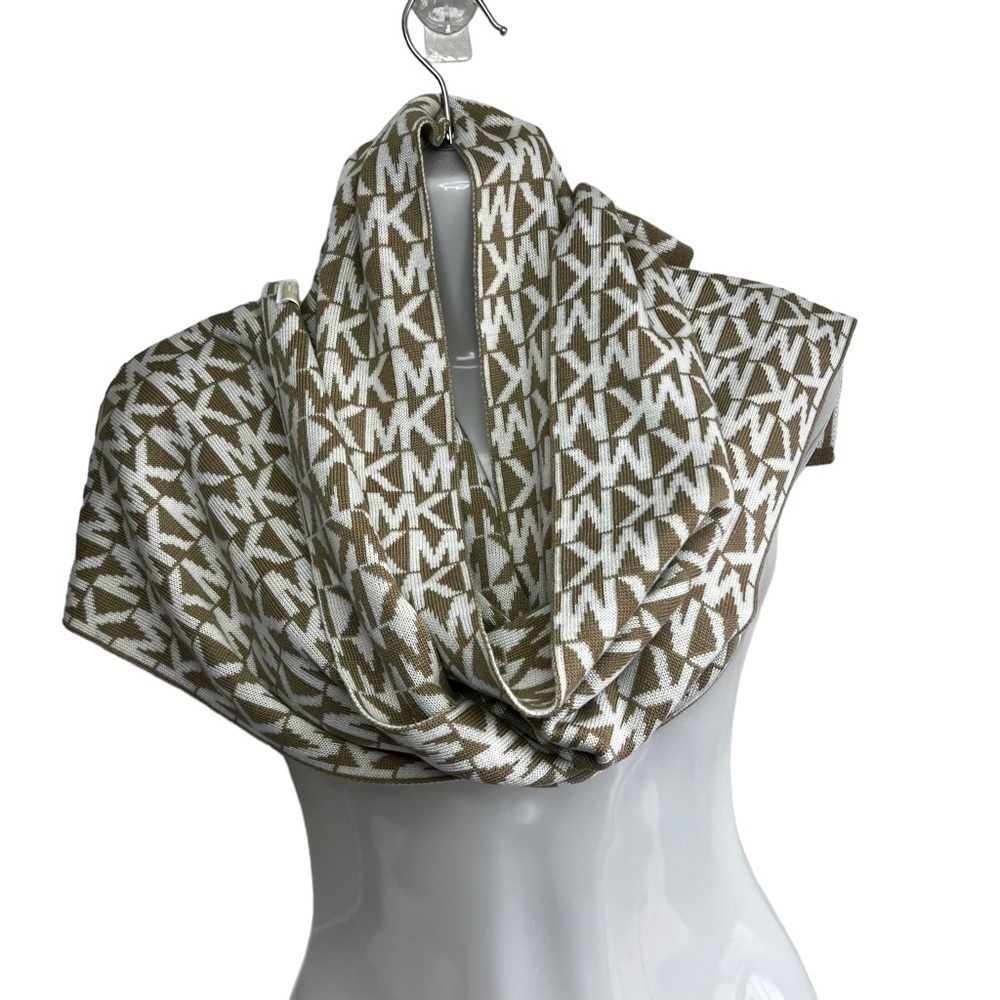 Michael Kors Scarf One Size Womens Brown White 11Wx65L Fall Winter Spring